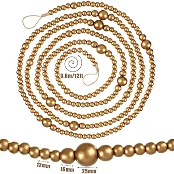 12 Feet Wooden Beads Garland for Christmas Decor