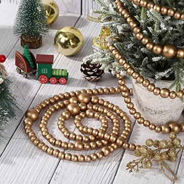 12 Feet Wooden Beads Garland for Christmas Decor