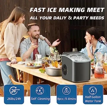 DollarDash 26LBS Per Day Portable Countertop Ice Maker, Self-Cleaning 2 Sizes of Bullet Ice Machine ...