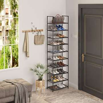 Z&L HOUSE 10 Tier Shoe Rack - Tall & Sturdy Shoe Organizer