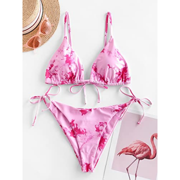 Zaful Tie Dye String Triangle Bikini Set for Women