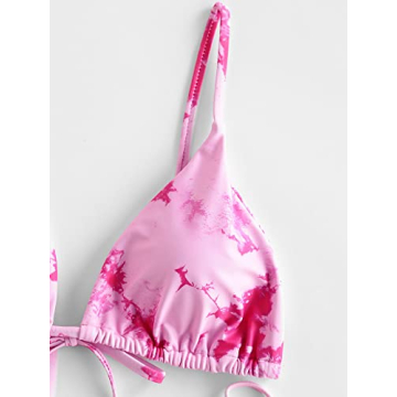 Zaful Tie Dye String Triangle Bikini Set for Women