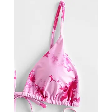 Zaful Tie Dye String Triangle Bikini Set for Women