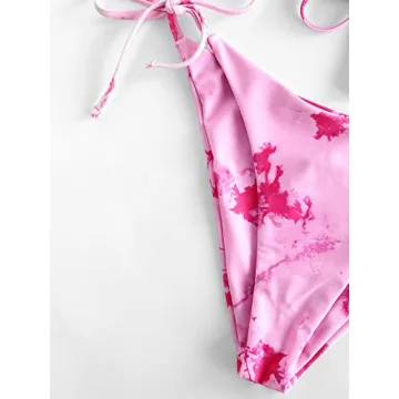 Zaful Tie Dye String Triangle Bikini Set for Women