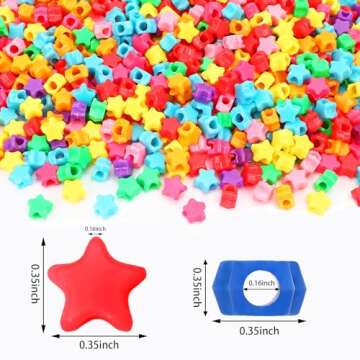 UPINS 1200 Pcs Star Pony Beads, Star Shape Spacer Beads Rainbow Beads Bulk Large Hole for Birthday 4th of July Pride Party Decorate Friendship Bracelets Hair Beads Crafts
