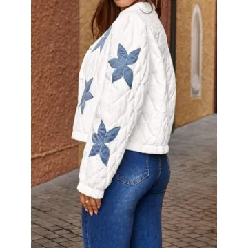 Tankaneo Women's Embroidered Quilted Jacket for Women
