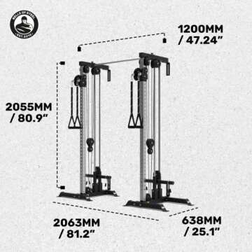 Pulley Cable Machine Tower [Bells of Steel] Cable Tower Squat Stand, Weight Plate Loadable Sleeves, Home Gym Cable Weight Machine, Nylon Pulleys, 2:1 Ratio, 250lb Capacity