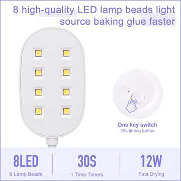 AORAEM LED Light Nail Lamp 12W Portable Gooseneck Lamp Gel Light Nail Dryer Gel Polish Light Professional Nail Light for Gel Nail (BB-White)