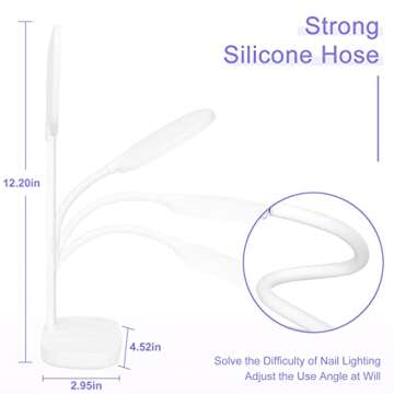 AORAEM LED Light Nail Lamp 12W Portable Gooseneck Lamp Gel Light Nail Dryer Gel Polish Light Professional Nail Light for Gel Nail (BB-White)