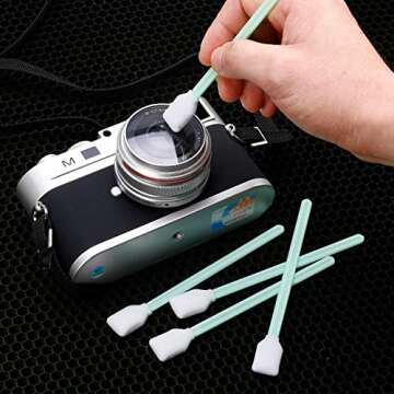 200 Pieces Foam Cleaning Swab Sticks Foam Tip Cleaning Swabs Sponge Stick for Inkjet Printer, Print Head, Camera, Optical Lens, Optical Equipment (Square Tip, Spiral Tip)