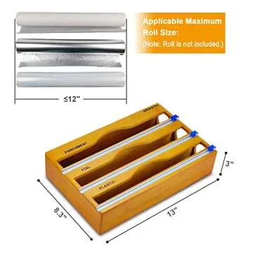 CRAKTH Bamboo Wrap Dispenser - 3 in 1 Organizer Solution