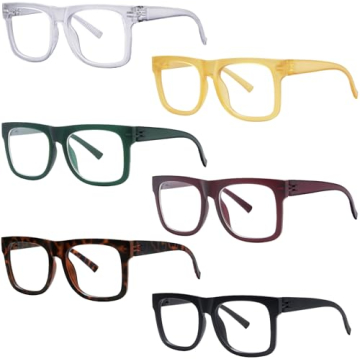 GUD Oversized Reading Glasses - 6 Pack Screwless Spring Hinge for Style & Comfort