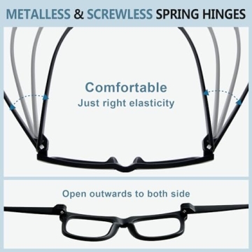 GUD Oversized Reading Glasses Screwless Spring Hinge 6 Pack