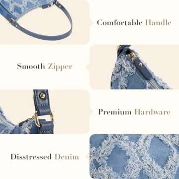 Missnine Crescent Fringe Denim Purse for Women