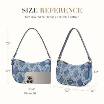 Missnine Crescent Fringe Denim Purse for Women