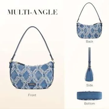 Missnine Crescent Fringe Denim Purse for Women