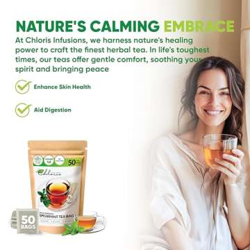 Chloris Infusions - 100% Natural Spearmint Leaves Tea Bag, 2g/bag | Single Ingredient, Handpick Spearmint Tea | Pure Spearmint Leaves | No Sugar, No Strings, Herbal Tea Gift for Health and Wellness