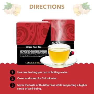 Buddha Teas - Organic Ginger Root Tea - Herbal Tea - For Health & Wellbeing - With Antioxidants & Minerals - Clean Ingredients - Caffeine Free - OU Kosher & Non-GMO - 18 Tea Bags (Pack of 1)