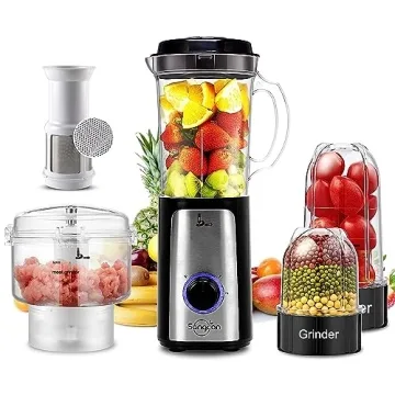 SANGCON 5 in 1 Blender and Food Processor Combo for Kitchen, Small Electric Food Chopper for Meat an...