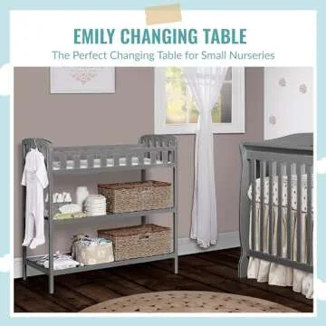 Dream On Me Emily Changing Table In Steel Grey, Comes With 1" Changing Pad, Features Two Shelves, Portable Changing Station, Made Of Sustainable New Zealand Pinewood