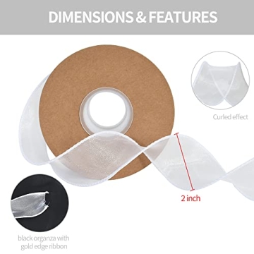TONIFUL Wired Organza Ribbon for Weddings and Crafts