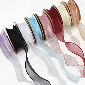 TONIFUL Wired Organza Ribbon for Weddings and Crafts