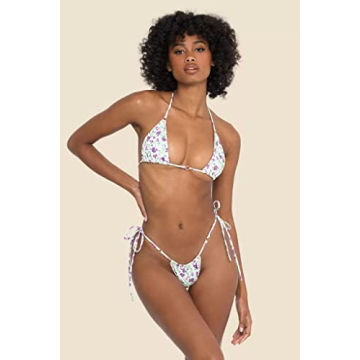 Womens Floral Bikini Set - Sexy Thong Two Piece Swimwear
