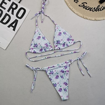 Womens Floral Bikini Set - Sexy Thong Two Piece Swimwear