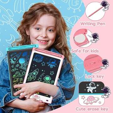 Hockvill LCD Writing Tablet for Kids 10 Inch, Kids Toys for Girls Boys Drawing Pad for 3 4 5 6 7 8 Year Old Kid, Toddler Drawing Doodle Board Travel Essentials Christmas Birthday Gift for Kids