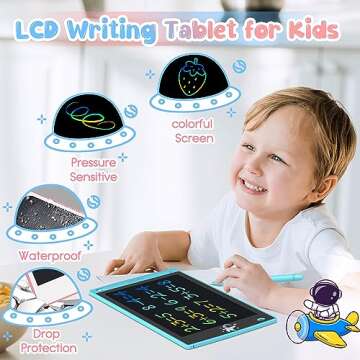 Hockvill LCD Writing Tablet for Kids 10 Inch, Kids Toys for Girls Boys Drawing Pad for 3 4 5 6 7 8 Year Old Kid, Toddler Drawing Doodle Board Travel Essentials Christmas Birthday Gift for Kids