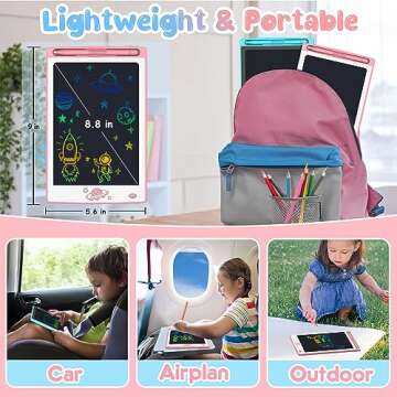 Hockvill LCD Writing Tablet for Kids 10 Inch, Kids Toys for Girls Boys Drawing Pad for 3 4 5 6 7 8 Year Old Kid, Toddler Drawing Doodle Board Travel Essentials Christmas Birthday Gift for Kids