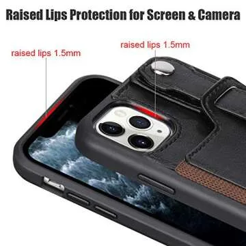 TOOVREN iPhone 11 Pro Case, iPhone 11 Pro Wallet Lanyard Neck Strap with Kickstand Leather Card Holder Adjustable Detachable Necklace, Phone Protective Back Cover for iPhone 11 Pro 5.8" 2019 Black