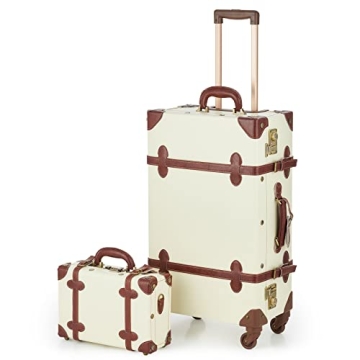 CO-Z Vintage Luggage Sets 2 Piece Retro Suitcase with Spinner Wheels