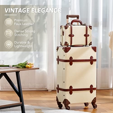 CO-Z Vintage Luggage Sets 2 Piece Retro Suitcase with Spinner Wheels