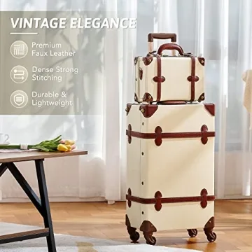 CO-Z Vintage Luggage Sets 2 Piece Retro Suitcase with Spinner Wheels