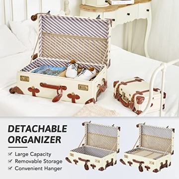 CO-Z Vintage Luggage Sets 2 Piece Retro Suitcase with Spinner Wheels