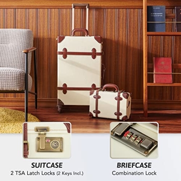CO-Z Vintage Luggage Sets 2 Piece Retro Suitcase with Spinner Wheels