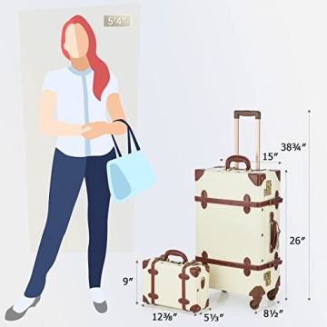 CO-Z Vintage Luggage Sets 2 Piece Retro Suitcase with Spinner Wheels