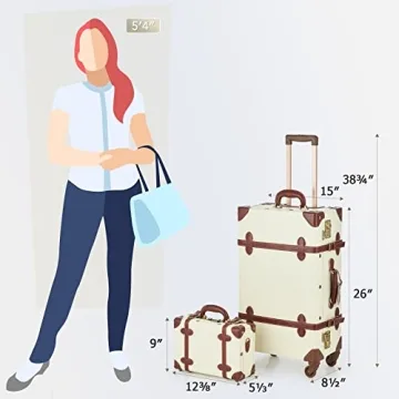 CO-Z Vintage Luggage Sets 2 Piece Retro Suitcase with Spinner Wheels