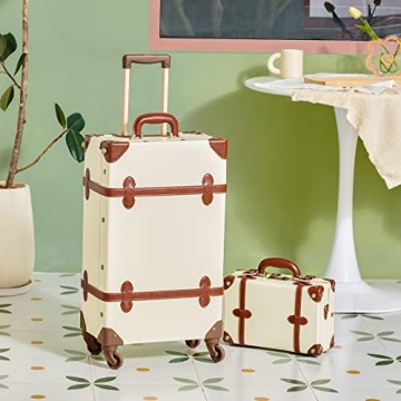 CO-Z Vintage Luggage Sets 2 Piece Retro Suitcase with Spinner Wheels