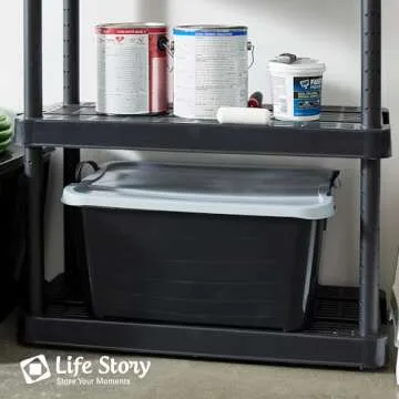 Life Story 6-Pack Stackable Plastic Storage Bins w/Handles & Snapping Lids, 55 Qt., Black