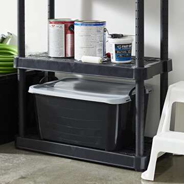 Life Story 6-Pack Stackable Plastic Storage Bins w/Handles & Snapping Lids, 55 Qt., Black