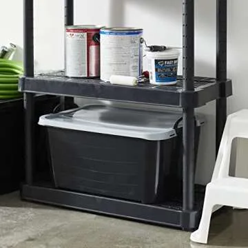 Life Story 6-Pack Stackable Plastic Storage Bins w/Handles & Snapping Lids, 55 Qt., Black