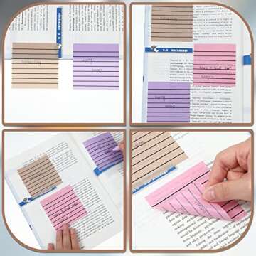 Yinder 24 Pack 720 Sheets Transparent Sticky Notes Translucent Clear Lined Self Sticky Notes for Bible Tabs, Book Tabs, Office School Supplies(3 x 3 Inch,Purple Colors)