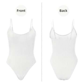 Zando One Piece Swimsuit Women white bathing suit for Women Tummy Control Womens Ribbed Bathing Suit...