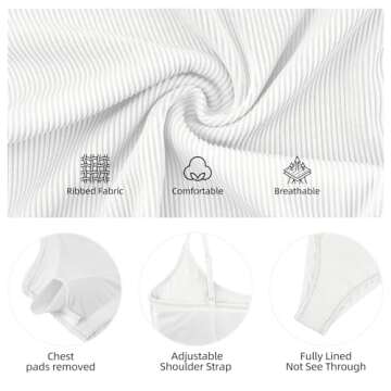 Zando One Piece Swimsuit Women white bathing suit for Women Tummy Control Womens Ribbed Bathing Suits Swimsuit Women Slimming Swimsuits for Women Swimwear Modest One Piece Swim S