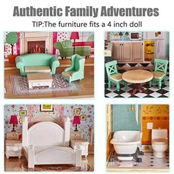 TOP BRIGHT Wooden Dollhouse for Toddlers Dream Doll House for 3+ Year Old