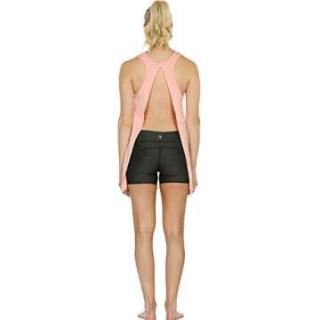 icyzone Open Back Workout Tops for Women - Athletic Activewear Shirts Exercise Yoga Tank Tops (M, Pale Blush)