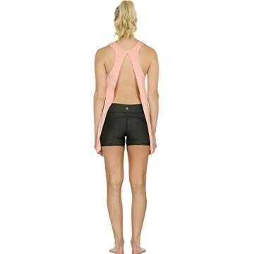 icyzone Open Back Workout Tops for Women - Athletic Activewear Shirts Exercise Yoga Tank Tops (M, Pale Blush)