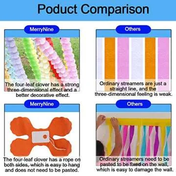 Reusable Party Streamers, MerryNine Four-Leaf Clover Paper Flower Garland for Party, Wedding Decoration, 11.81 Feet/3.6M Each, Pack of 6 (Pink-White-Orange)